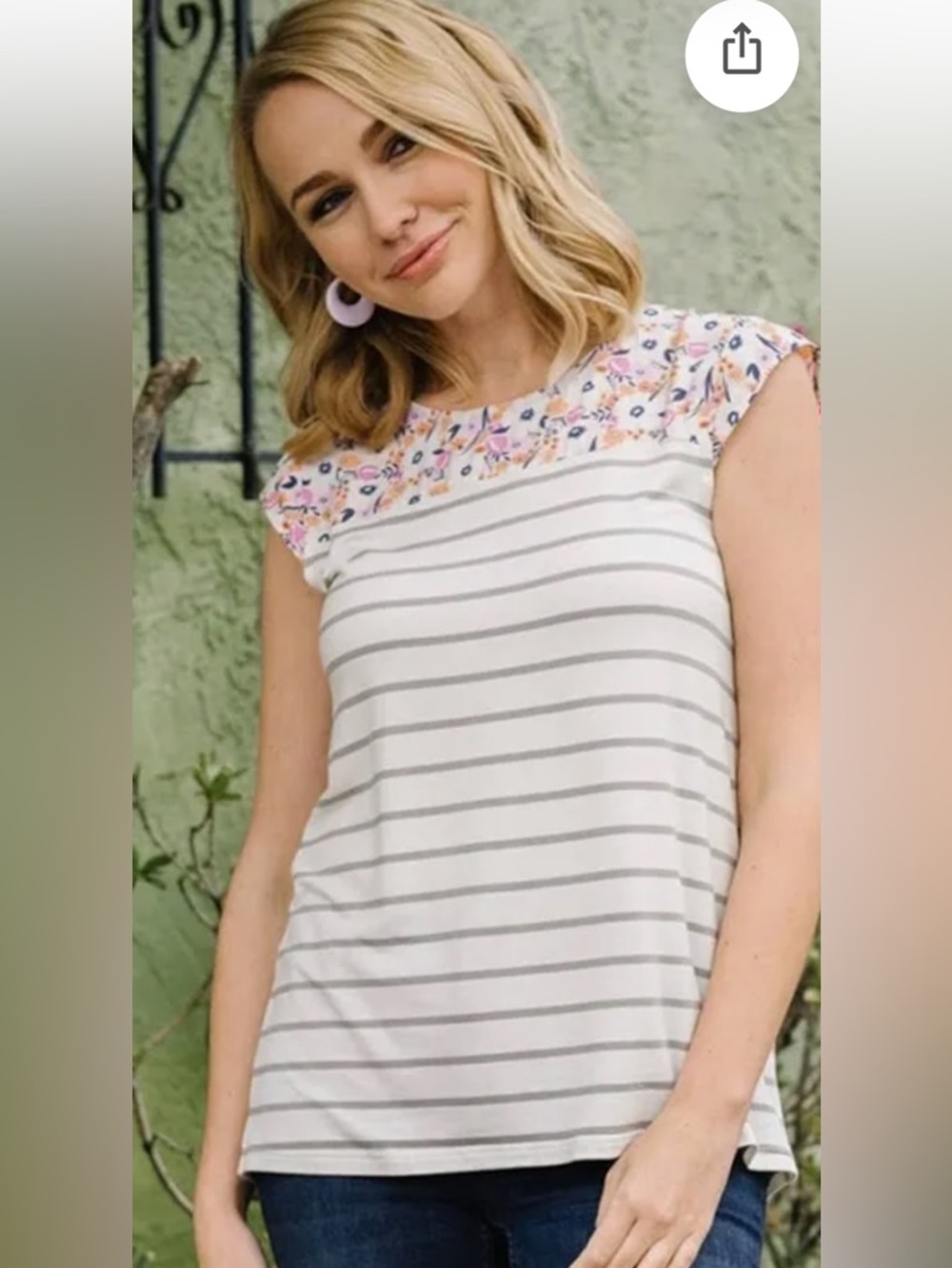 Matilda Jane Floral and Striped Love You Lots Top, S